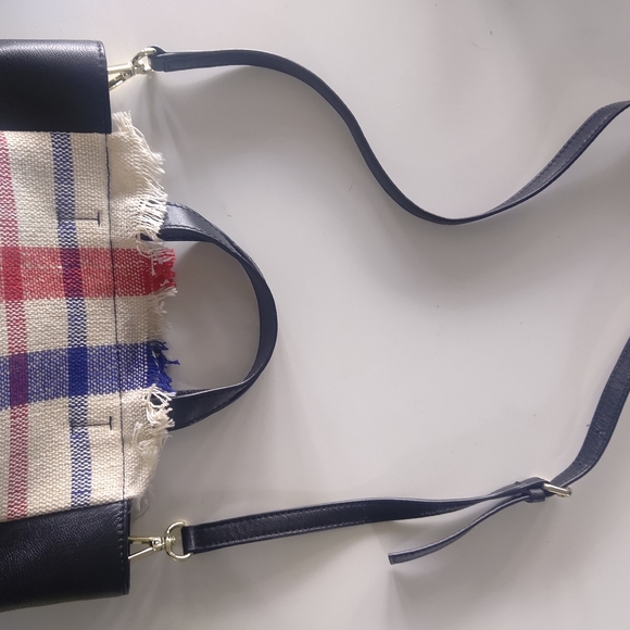 Barneys New York navy purse with red/white/blue plaid. Perfect for summer! - Picture 4 of 5
